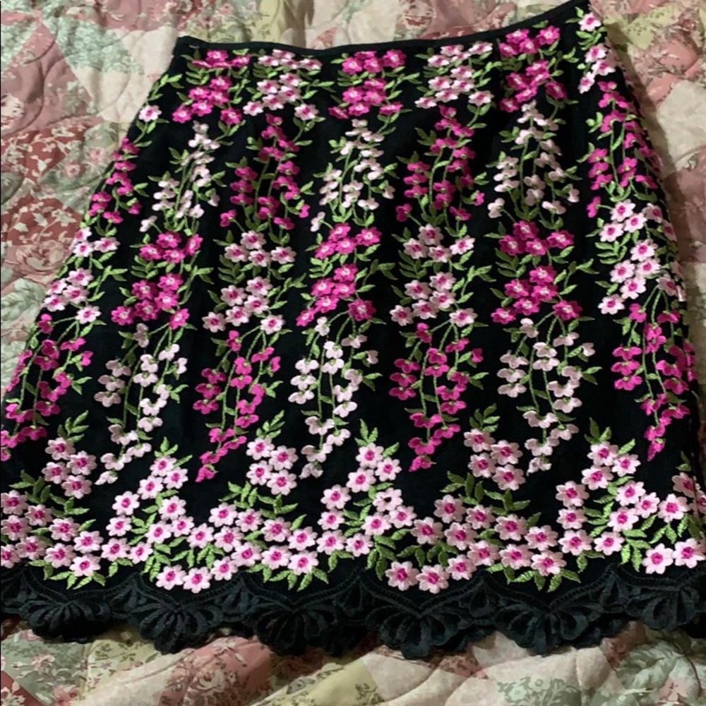 Embroidered floral skirt